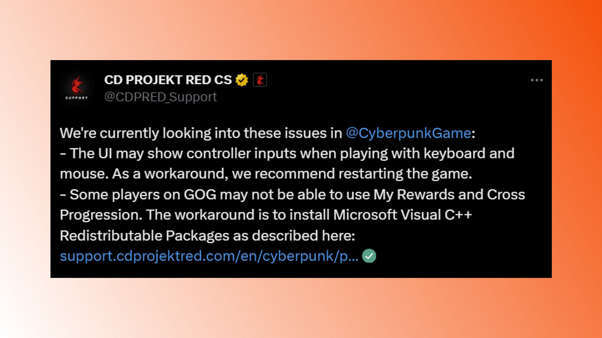 Cyberpunk 2077 bugs: A tweet from Cyberpunk 2077 developer CDPR ahead of the Phantom Liberty DLC release date