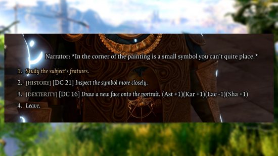 Baldur's Gate 3 overexplained interaction options mod - Screenshot showing your options with difficulty checks and party approval ratings shown.